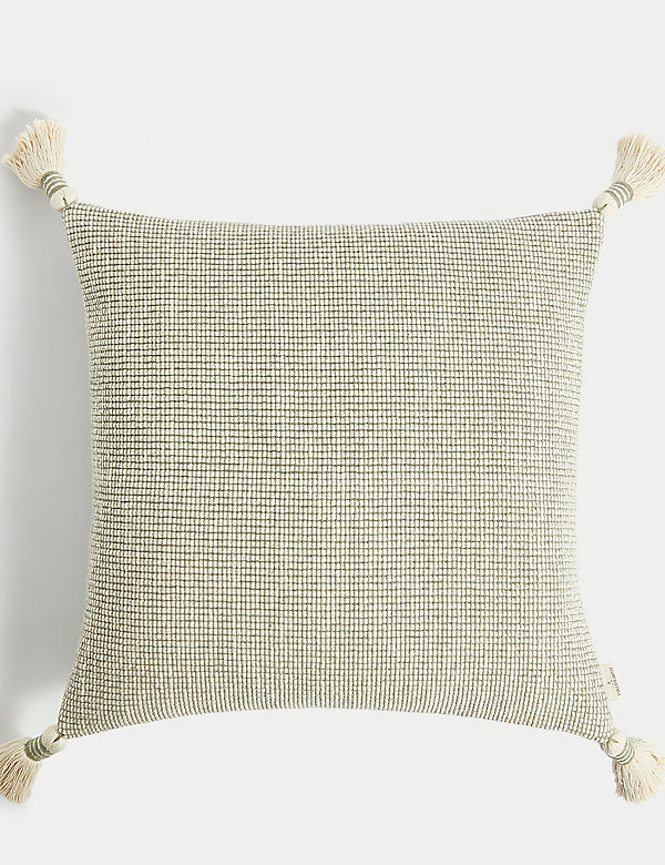 Pure Cotton Textured Tasselled Cushion - RO